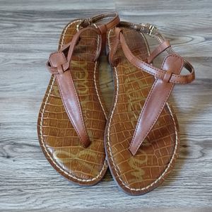 Sam Edelman Gigi T-Strap Flat Leather Sandals Women's 5.5